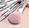 Silver Elegance 11-Piece Diamond Makeup Brush Set – Rose Blush Edition