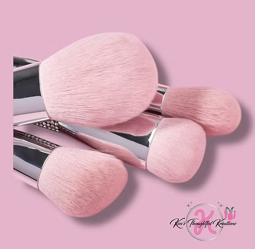 Silver Elegance 11-Piece Diamond Makeup Brush Set – Rose Blush Edition