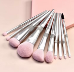 Silver Elegance 11-Piece Diamond Makeup Brush Set – Rose Blush Edition