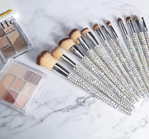 Glam Crystal Handle Makeup Brush Set (12-Piece)