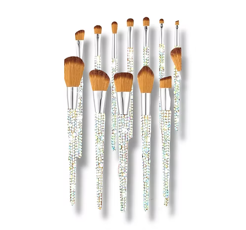 Glam Crystal Handle Makeup Brush Set (12-Piece)