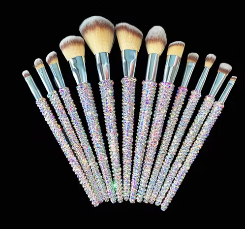 Glam Crystal Handle Makeup Brush Set (12-Piece)