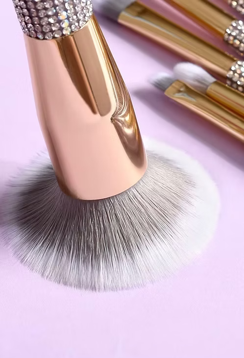Glam Luxe 10-Piece Makeup Brush Set – Purple & Gold Edition