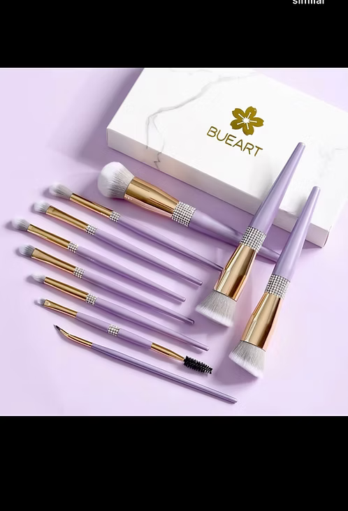 Glam Luxe 10-Piece Makeup Brush Set – Purple & Gold Edition